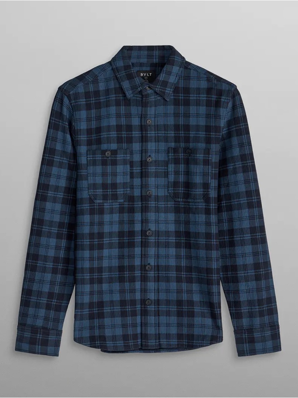 BYLT Blue & Black Ribbed Flannel